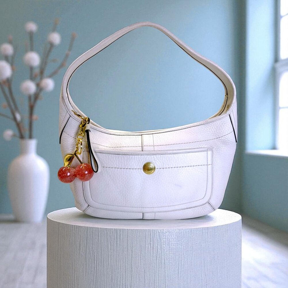 COACH ERGO Pebbled Leather Bag Ivory Y2K - Picture 1 of 8